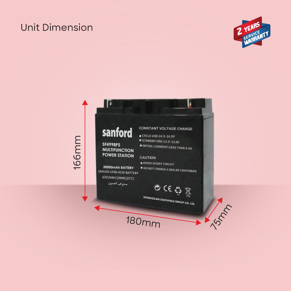 Sanford 20000mAh Rechargeable Power Station with Light and USB Charging Port | SF4998PS - buysanford